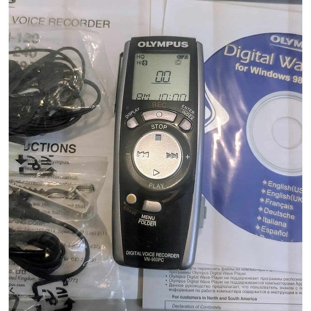 OLYMPUS VN-960PC 128 MB Interface Digital Voice Recorder with Mic Headphones Etc